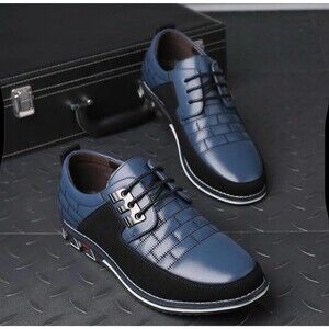 GATSBY Oxford Derby Leather Lace Up Comfort Blue & Black Mens Sz US 10 EU 44